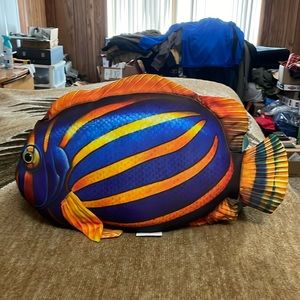 Fun Accent Fish Pillow Approximately 21 1/2 X 14 Inches